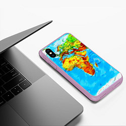 Чехол iPhone XS Max матовый Мировая карта краски, цвет: 3D-сиреневый — фото 2