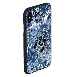 Чехол iPhone XS Max матовый Колеса сансары Будда и голова слона, цвет: 3D-черный — фото 2