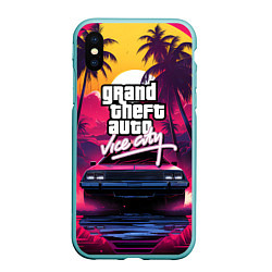 Чехол iPhone XS Max матовый Grand Theft Auto VI - автомобиль на закате