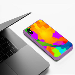 Чехол iPhone XS Max матовый Мозаика цветная, цвет: 3D-фиолетовый — фото 2