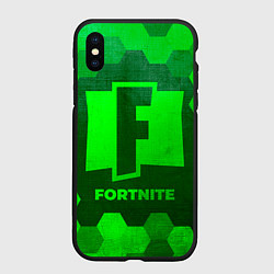 Чехол iPhone XS Max матовый Fortnite - green gradient