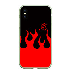 Чехол iPhone XS Max матовый Linkin park logo fire