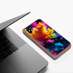 Чехол iPhone XS Max матовый Взрыв разноцветных облаков, цвет: 3D-коричневый — фото 2