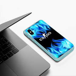 Чехол iPhone XS Max матовый CGGO blue flame, цвет: 3D-мятный — фото 2