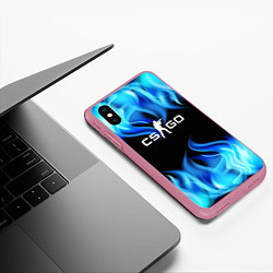 Чехол iPhone XS Max матовый CGGO blue flame, цвет: 3D-малиновый — фото 2