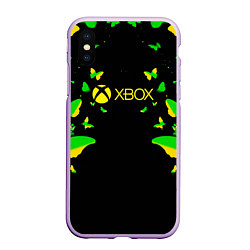 Чехол iPhone XS Max матовый Xbox бабочки, цвет: 3D-сиреневый