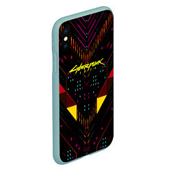 Чехол iPhone XS Max матовый Cyberpunk2077 geometry, цвет: 3D-мятный — фото 2