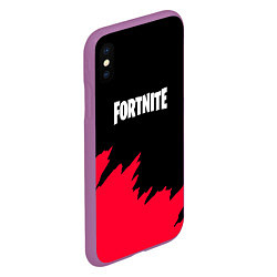 Чехол iPhone XS Max матовый Fortnite розовые краски, цвет: 3D-фиолетовый — фото 2