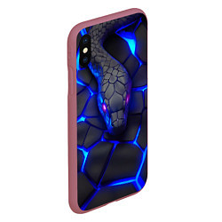 Чехол iPhone XS Max матовый Змея в стиле киберпанк, цвет: 3D-малиновый — фото 2