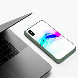 Чехол iPhone XS Max матовый Неоновая волна, цвет: 3D-темно-зеленый — фото 2