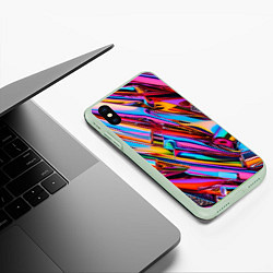 Чехол iPhone XS Max матовый Разноцветная фольга, цвет: 3D-салатовый — фото 2