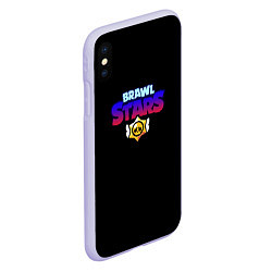 Чехол iPhone XS Max матовый Brawl stars neon logo, цвет: 3D-светло-сиреневый — фото 2