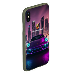 Чехол iPhone XS Max матовый Porshe big city, цвет: 3D-темно-зеленый — фото 2