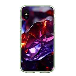 Чехол iPhone XS Max матовый Блестящие яркие камни текстура, цвет: 3D-салатовый