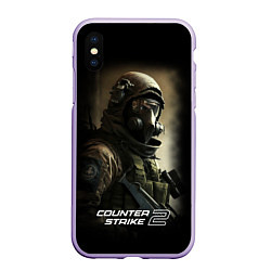 Чехол iPhone XS Max матовый Counter strike 2 спецназ, цвет: 3D-светло-сиреневый