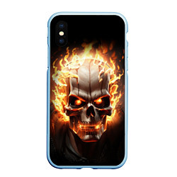 Чехол iPhone XS Max матовый Череп в огне