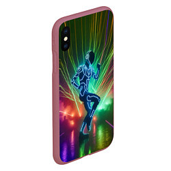 Чехол iPhone XS Max матовый Neon cyber dance - ai art fantasy, цвет: 3D-малиновый — фото 2