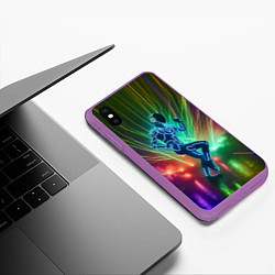 Чехол iPhone XS Max матовый Neon cyber dance - ai art fantasy, цвет: 3D-фиолетовый — фото 2