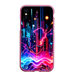 Чехол iPhone XS Max матовый Neon fantasy - ai art