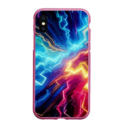 Чехол iPhone XS Max матовый Разряд неоновых молний - нейроарт