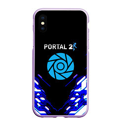 Чехол iPhone XS Max матовый Portal 2 неоновая текстура