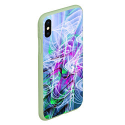 Чехол iPhone XS Max матовый Линии дыма абстракция, цвет: 3D-салатовый — фото 2