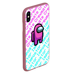 Чехол iPhone XS Max матовый Among us pattern steel, цвет: 3D-малиновый — фото 2