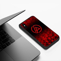 Чехол iPhone XS Max матовый Linkin Park red poly, цвет: 3D-черный — фото 2