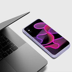 Чехол iPhone XS Max матовый Линейная геометрия, цвет: 3D-светло-сиреневый — фото 2