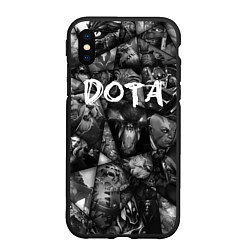 Чехол iPhone XS Max матовый Dota 2 - мозаика из персонажей игры