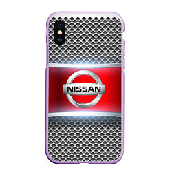 Чехол iPhone XS Max матовый Nissan авто текстура, цвет: 3D-сиреневый