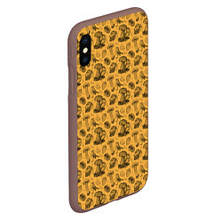 Чехол iPhone XS Max матовый Малиновка и грибы, цвет: 3D-коричневый — фото 2