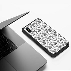 Чехол iPhone XS Max матовый Зарянка и грибы, цвет: 3D-черный — фото 2