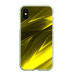 Чехол iPhone XS Max матовый Gold stripes abstraction, цвет: 3D-салатовый