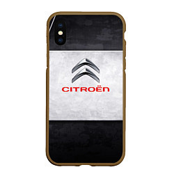 Чехол iPhone XS Max матовый Citroen grey metal, цвет: 3D-коричневый