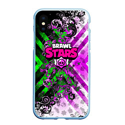 Чехол iPhone XS Max матовый Brawl stars pattern geometry, цвет: 3D-голубой