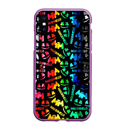 Чехол iPhone XS Max матовый Marshmello neon color