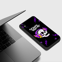 Чехол iPhone XS Max матовый My Chemical Romance неоновый череп, цвет: 3D-черный — фото 2