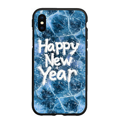 Чехол iPhone XS Max матовый Happy New year with snow on ice