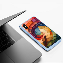 Чехол iPhone XS Max матовый Разноцветная мозаика в виде спирали, цвет: 3D-голубой — фото 2