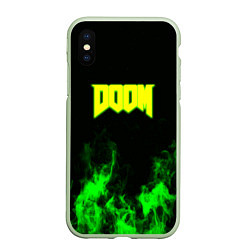 Чехол iPhone XS Max матовый Doom кислотное лого огонь