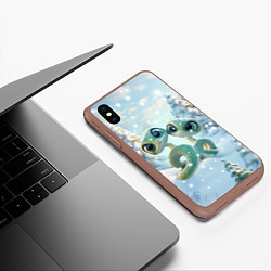 Чехол iPhone XS Max матовый Милые змеи, цвет: 3D-коричневый — фото 2