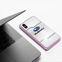 Чехол iPhone XS Max матовый Subaru auto steel metal, цвет: 3D-сиреневый — фото 2