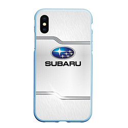 Чехол iPhone XS Max матовый Subaru auto steel metal, цвет: 3D-голубой