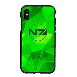 Чехол iPhone XS Max матовый Mass Effect green poly