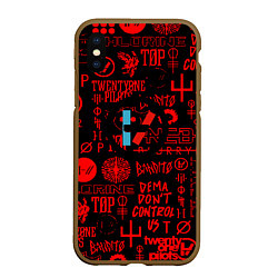 Чехол iPhone XS Max матовый Twenty one pilots pattern rock steel, цвет: 3D-коричневый