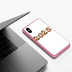 Чехол iPhone XS Max матовый Надпись новогодняя 2025 из пряников, цвет: 3D-малиновый — фото 2