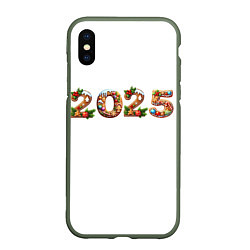 Чехол iPhone XS Max матовый Надпись новогодняя 2025 из пряников