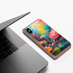 Чехол iPhone XS Max матовый Лето красочные цветы, цвет: 3D-коричневый — фото 2