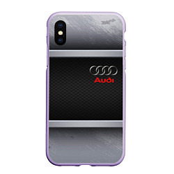 Чехол iPhone XS Max матовый Audi metal texture, цвет: 3D-светло-сиреневый